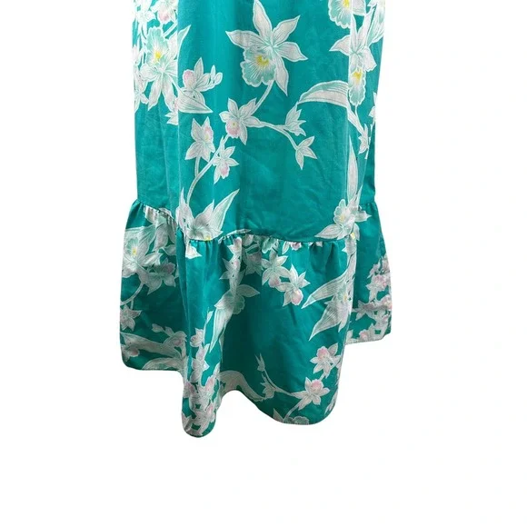Vtg Royal Creations Hawaii Floral Orchid Ruffle Hem Dress Muumuu Women's Large - Picture 5 of 16